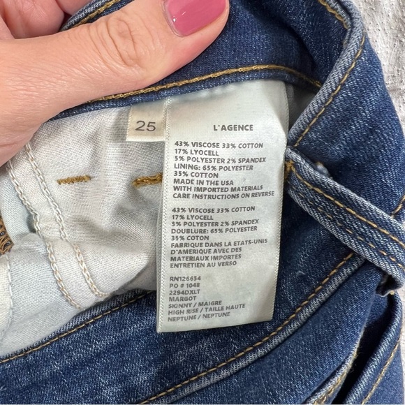 L’agence Margot Racer Stripe High Rise Ankle Skinny Neptune 25 - Picture 8 of 8